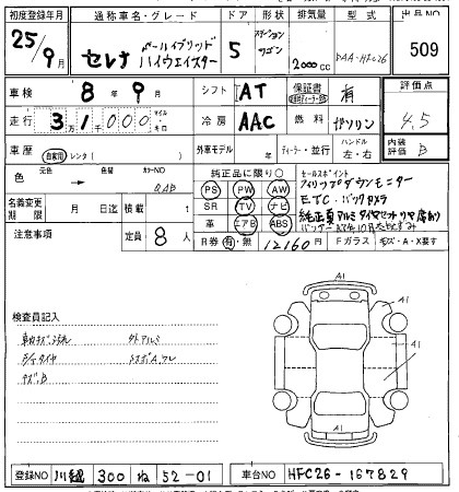 Аукционный лист NISSAN SERENA 2013