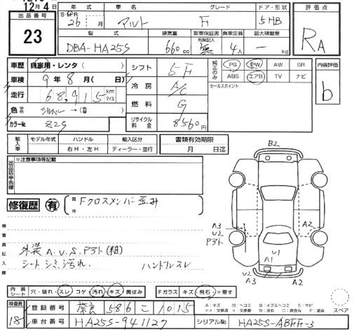 Аукционный лист SUZUKI ALTO 2014