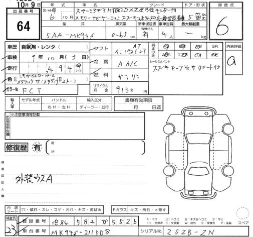 Аукционный лист SUZUKI SPACIA GEAR 2024
