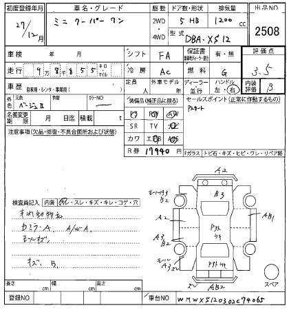 Аукционный лист BMW MINI 2015