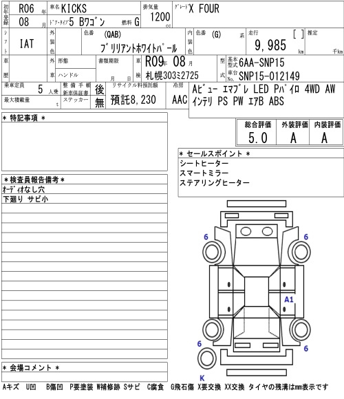 Аукционный лист NISSAN KIX 2024