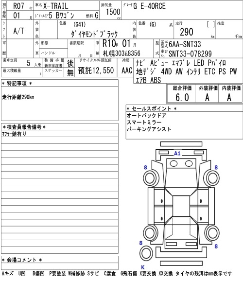 Аукционный лист NISSAN X-TRAIL 2025