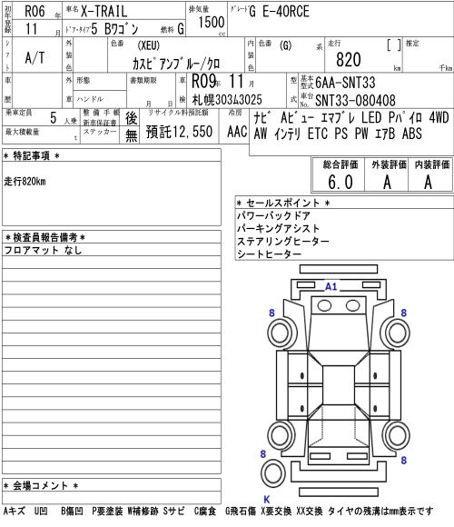 Аукционный лист NISSAN X-TRAIL 2024