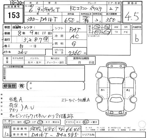 Аукционный лист SUZUKI CARRY TRUCK 2024