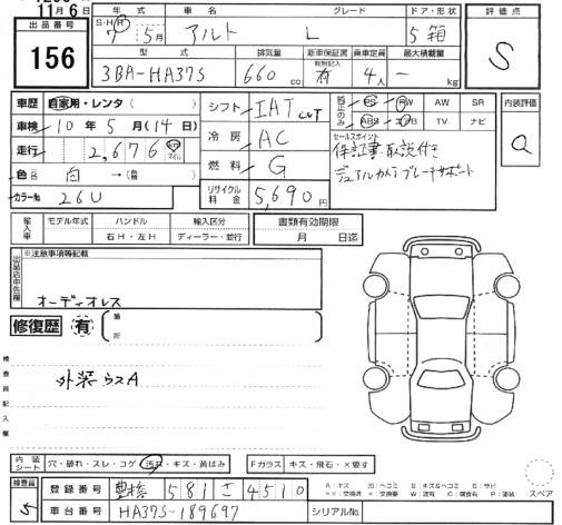 Аукционный лист SUZUKI ALTO 2025