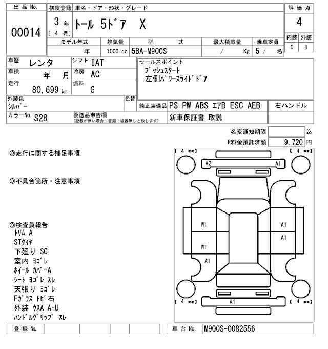 Аукционный лист DAIHATSU THOR 2021