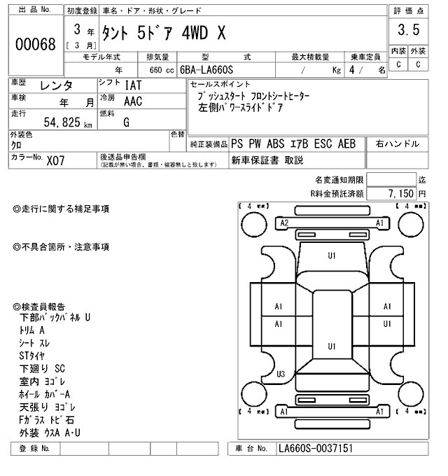Аукционный лист DAIHATSU TANTO 2021