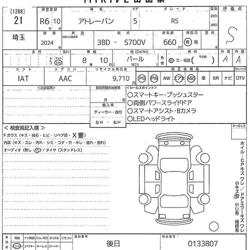 Аукционный лист DAIHATSU ATRAI VAN 2024