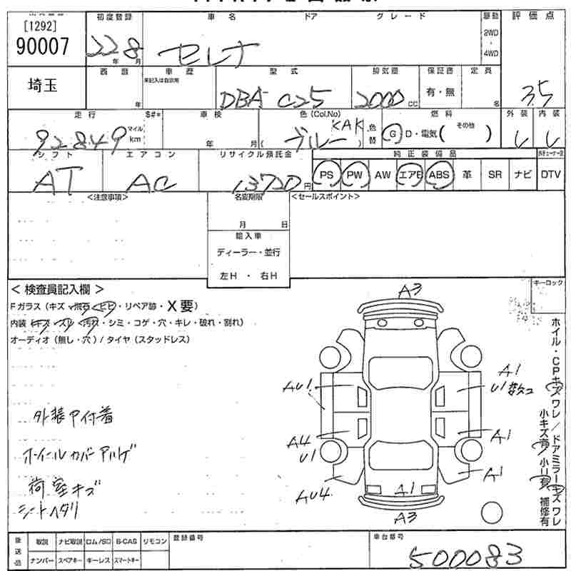 Аукционный лист NISSAN SERENA 2010