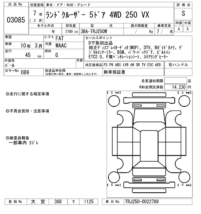 Аукционный лист TOYOTA LAND CRUISER 2025
