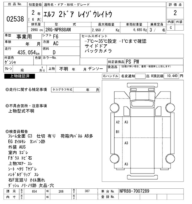 Аукционный лист ISUZU ELF 2020