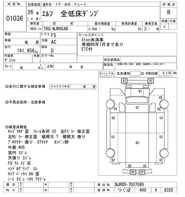 Аукционный лист ISUZU ELF 2014