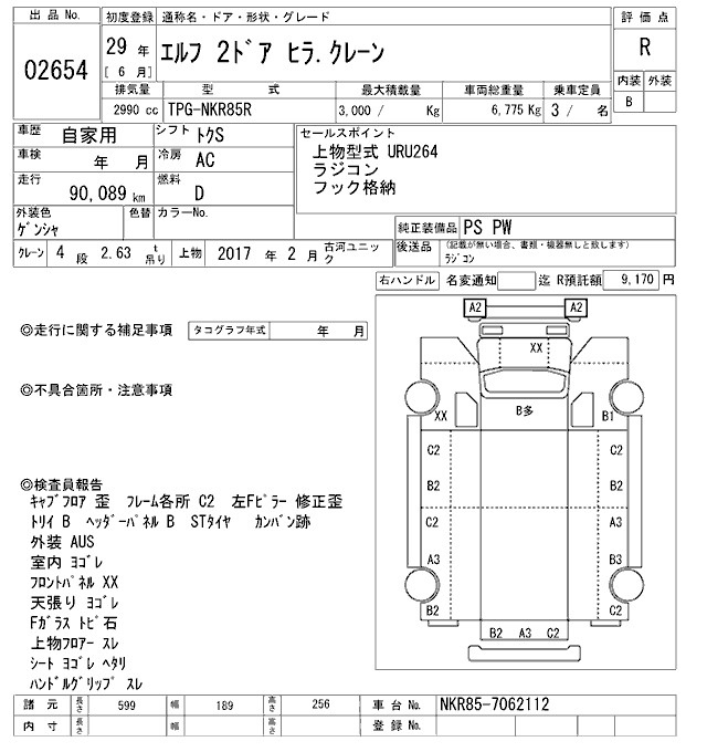 Аукционный лист ISUZU ELF 2017