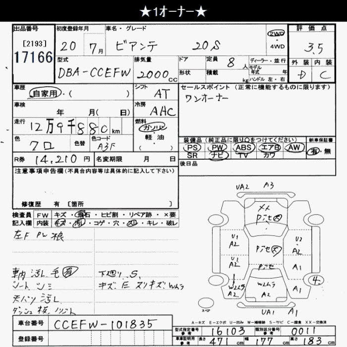 Аукционный лист MAZDA BIANTE 2008