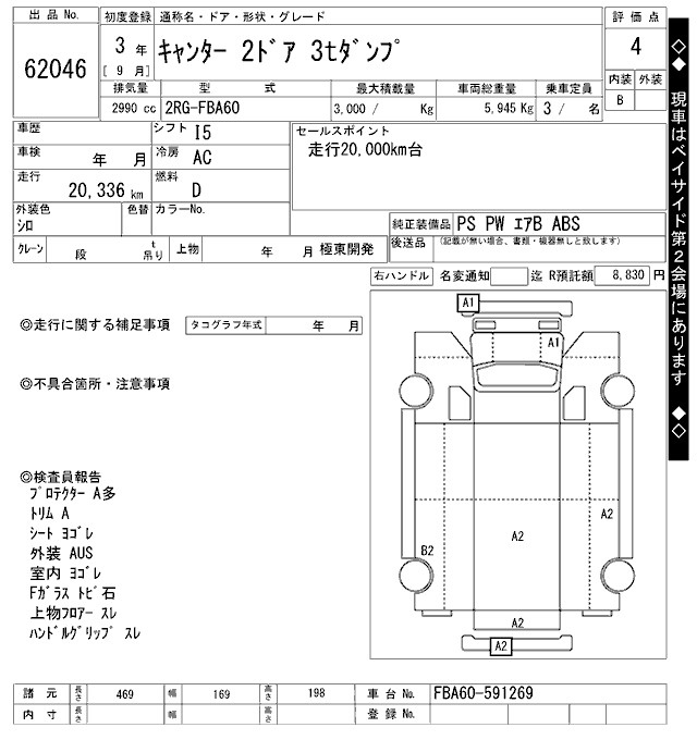 Аукционный лист MITSUBISHI CANTER 2021