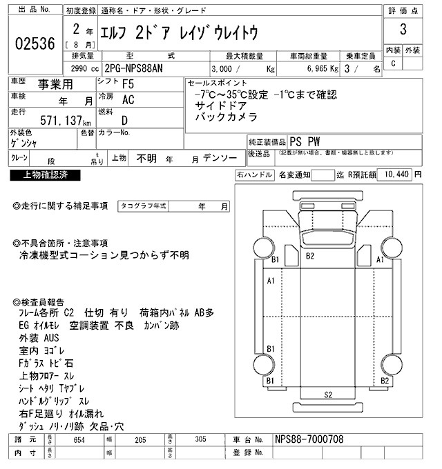 Аукционный лист ISUZU ELF 2020