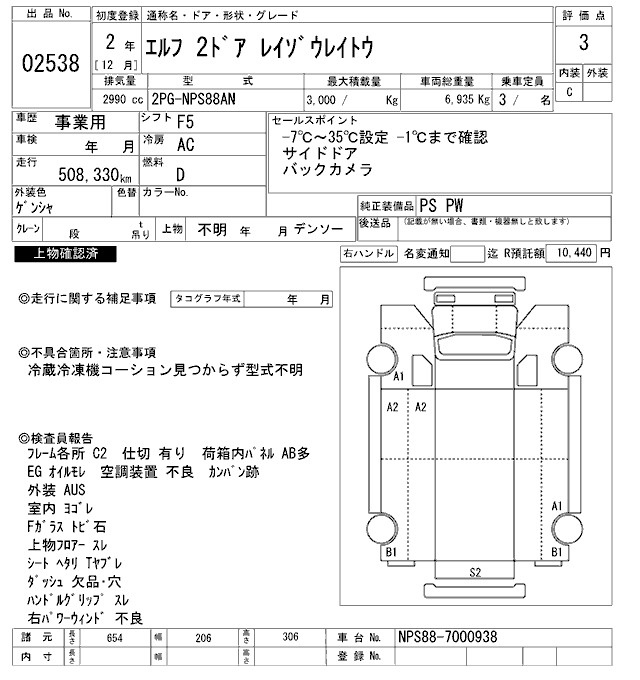 Аукционный лист ISUZU ELF 2020