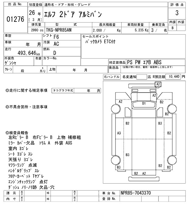 Аукционный лист ISUZU ELF 2014