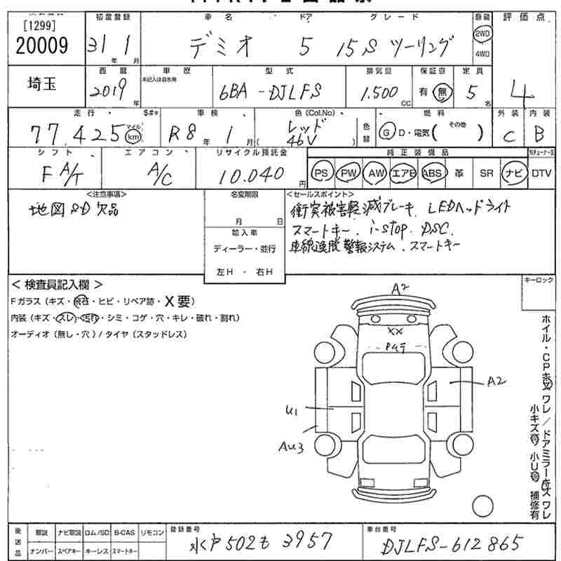 Аукционный лист MAZDA DEMIO 2019