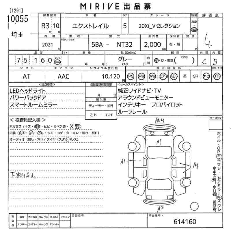 Аукционный лист NISSAN X-TRAIL 2021