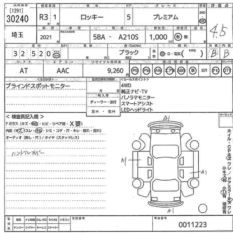 Аукционный лист DAIHATSU ROCKY 2021