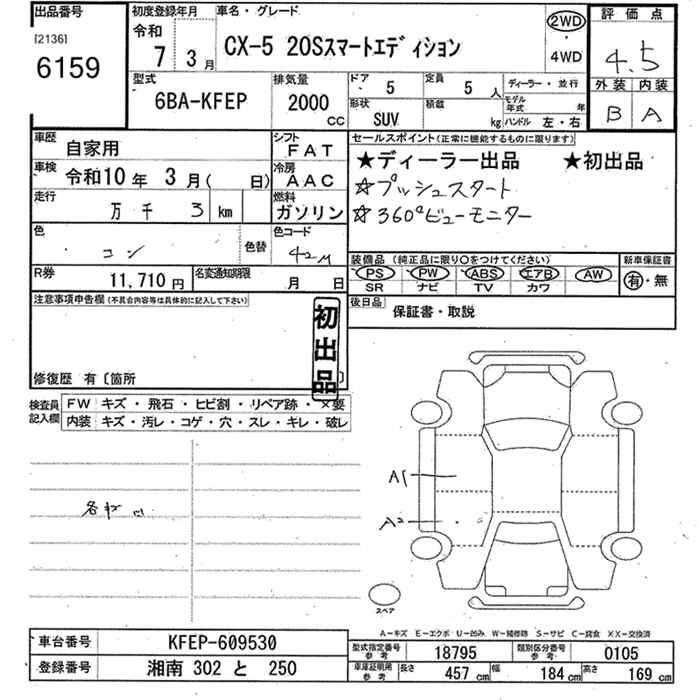 Аукционный лист MAZDA CX-5 2025