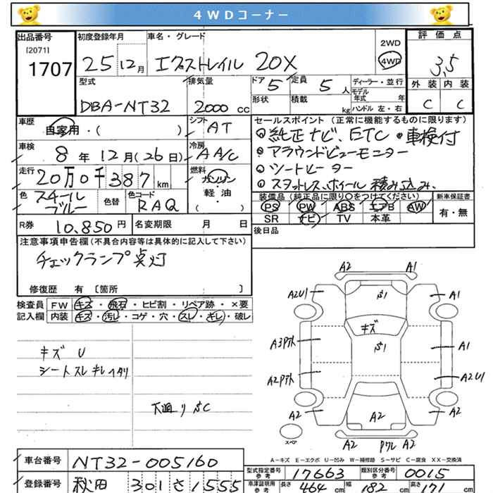 Аукционный лист NISSAN X-TRAIL 2013