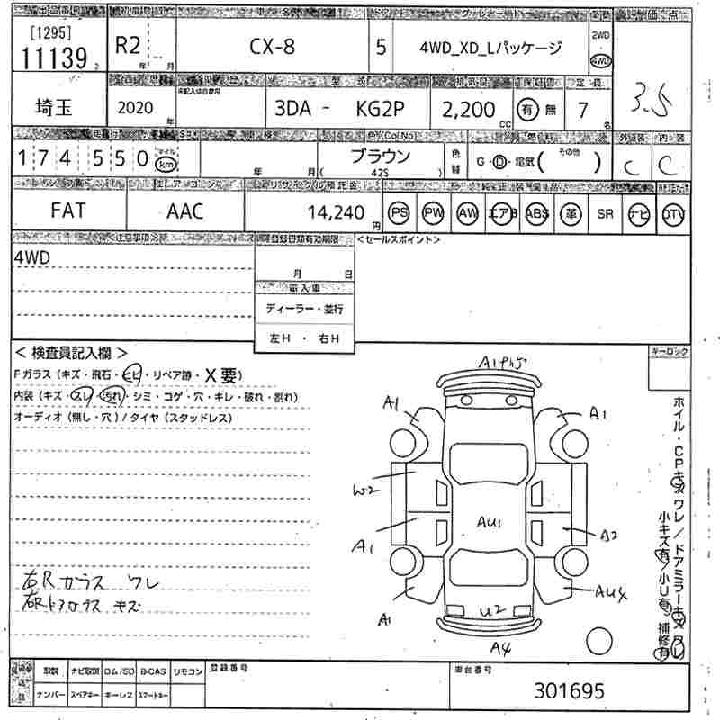 Аукционный лист MAZDA CX-8 2020