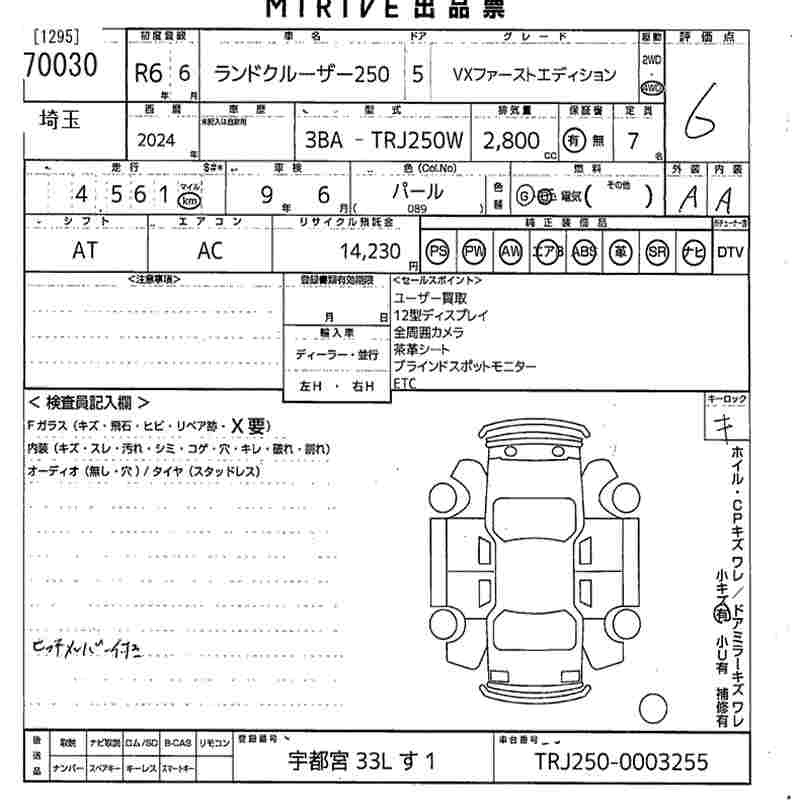 Аукционный лист TOYOTA LAND CRUISER 2024