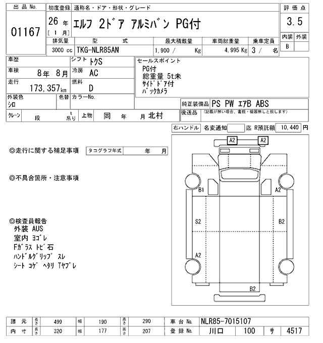 Аукционный лист ISUZU ELF 2014