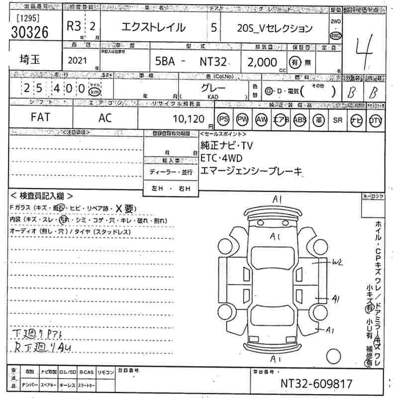Аукционный лист NISSAN X-TRAIL 2021