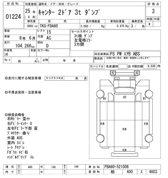 Аукционный лист MITSUBISHI CANTER 2013
