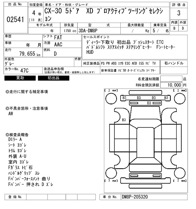 Аукционный лист MAZDA CX-30 2022