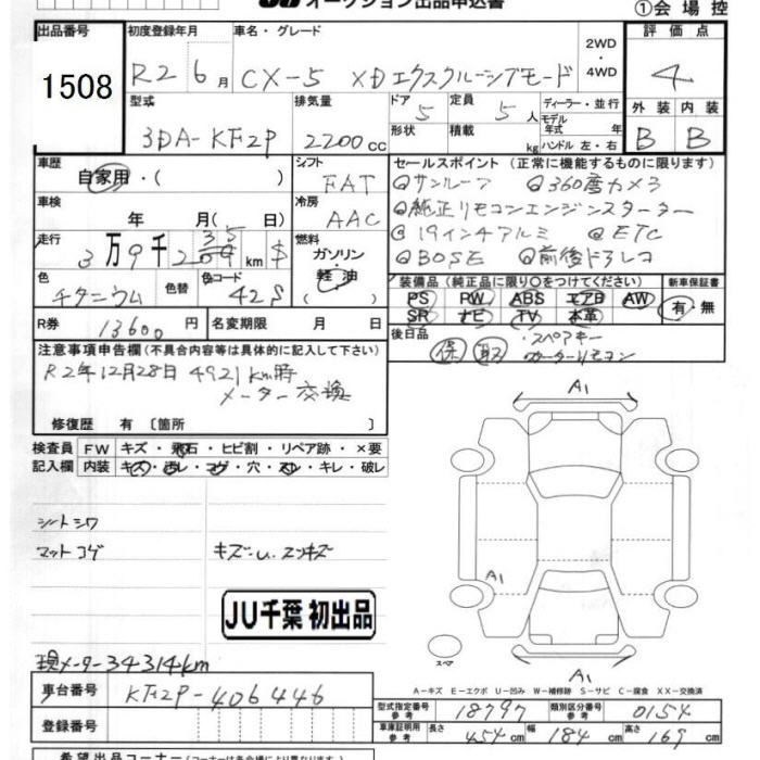 Аукционный лист MAZDA CX-5 2020