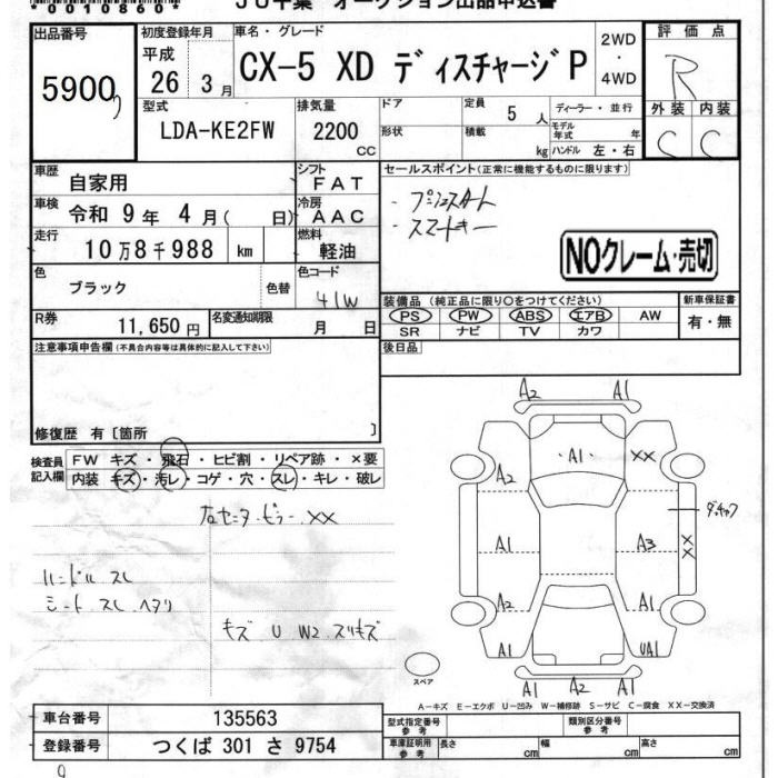 Аукционный лист MAZDA CX-5 2014