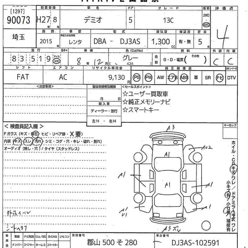 Аукционный лист MAZDA DEMIO 2015