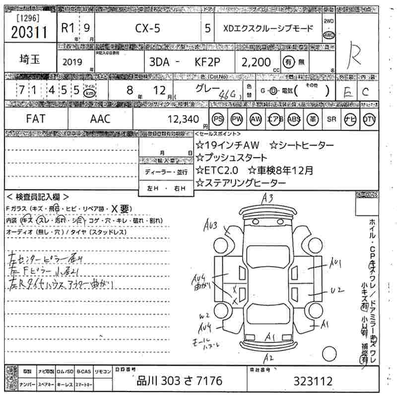 Аукционный лист MAZDA CX-5 2019