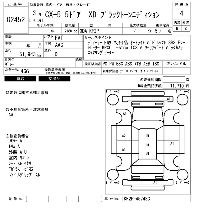 Аукционный лист MAZDA CX-5 2021