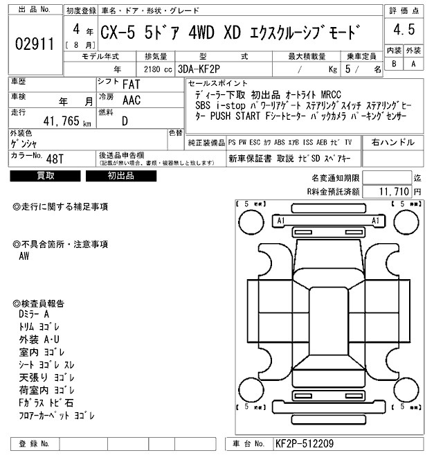 Аукционный лист MAZDA CX-5 2022