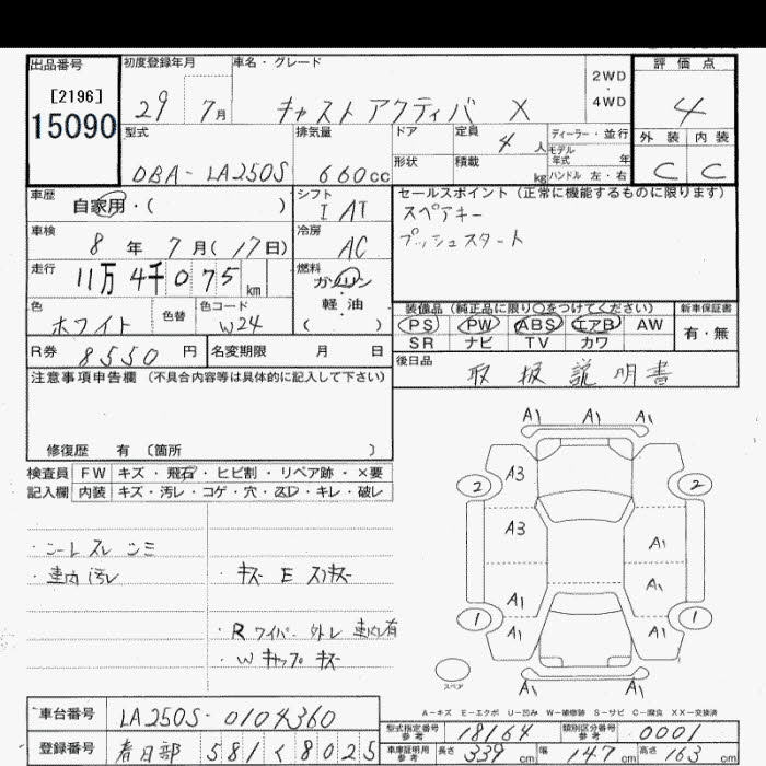 Аукционный лист DAIHATSU CAST 2017
