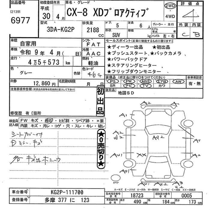 Аукционный лист MAZDA CX-8 2018