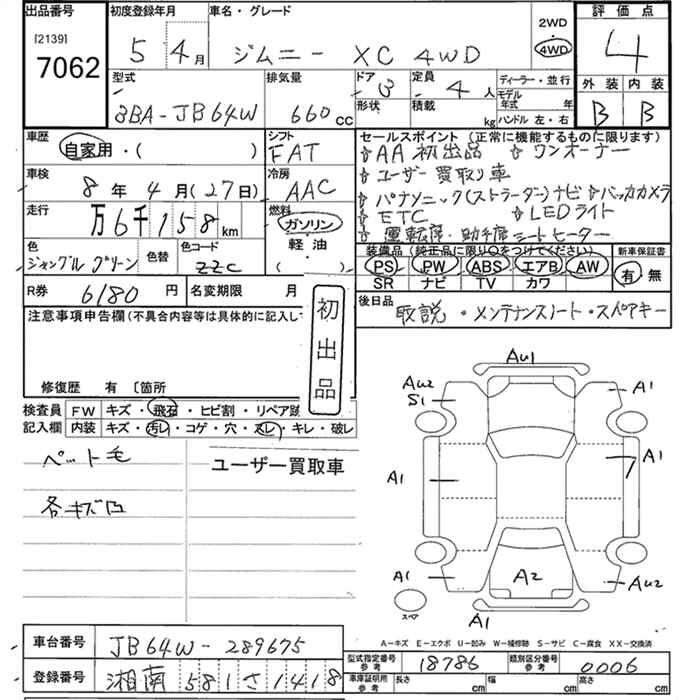 Аукционный лист SUZUKI JIMNY 2023