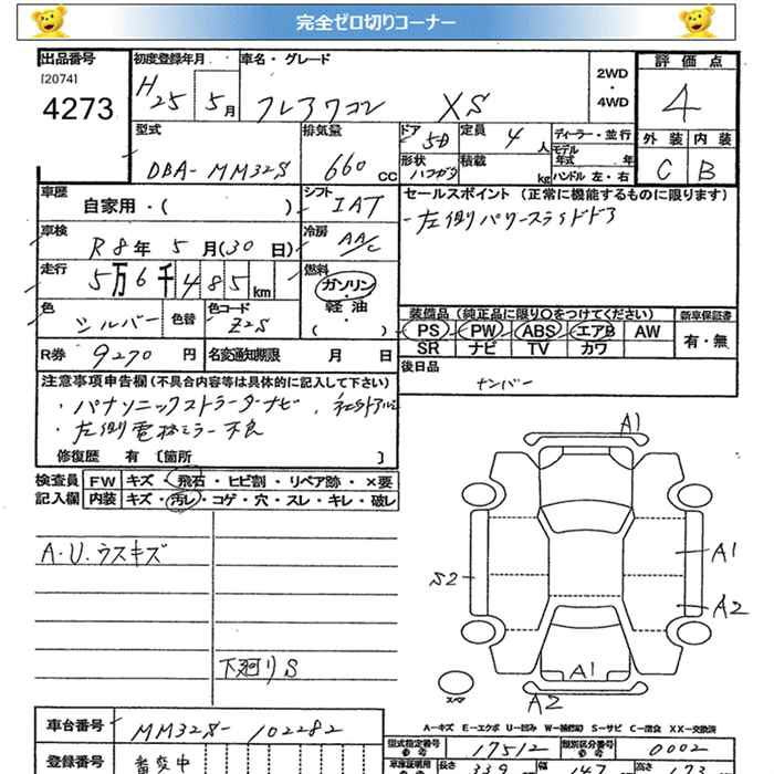 Аукционный лист MAZDA FLAIR WAGON 2013