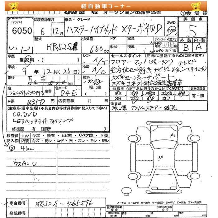 Аукционный лист SUZUKI HUSTLER 2024