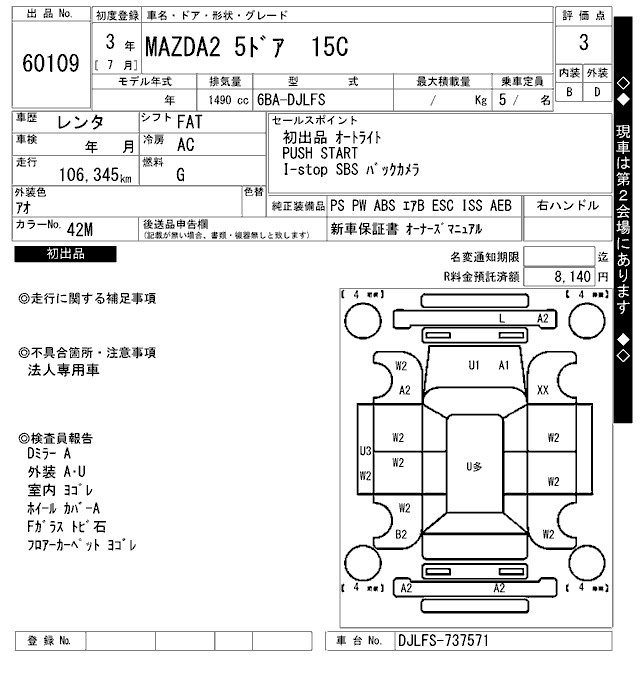 Аукционный лист MAZDA MAZDA2 2021