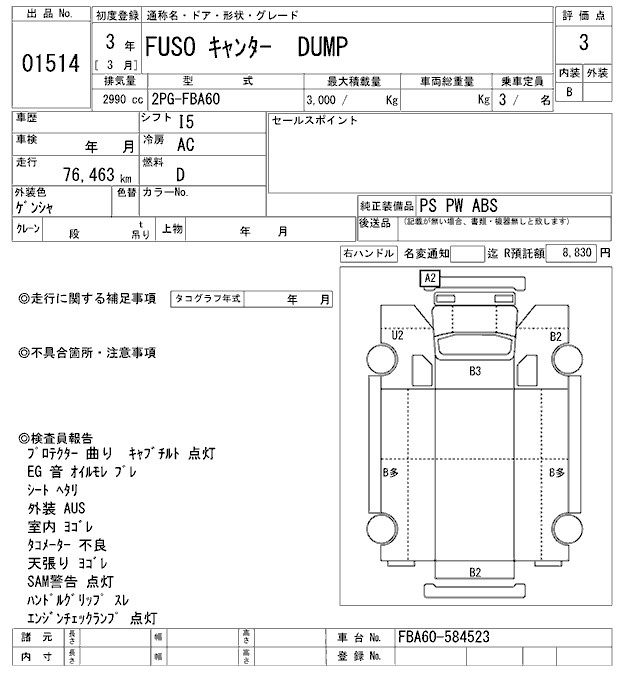 Аукционный лист MITSUBISHI CANTER 2021