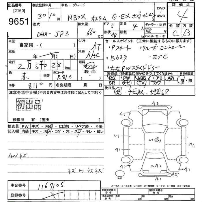 Аукционный лист HONDA N BOX 2018
