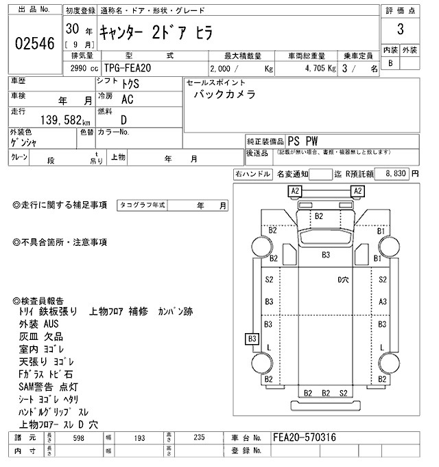 Аукционный лист MITSUBISHI CANTER 2018