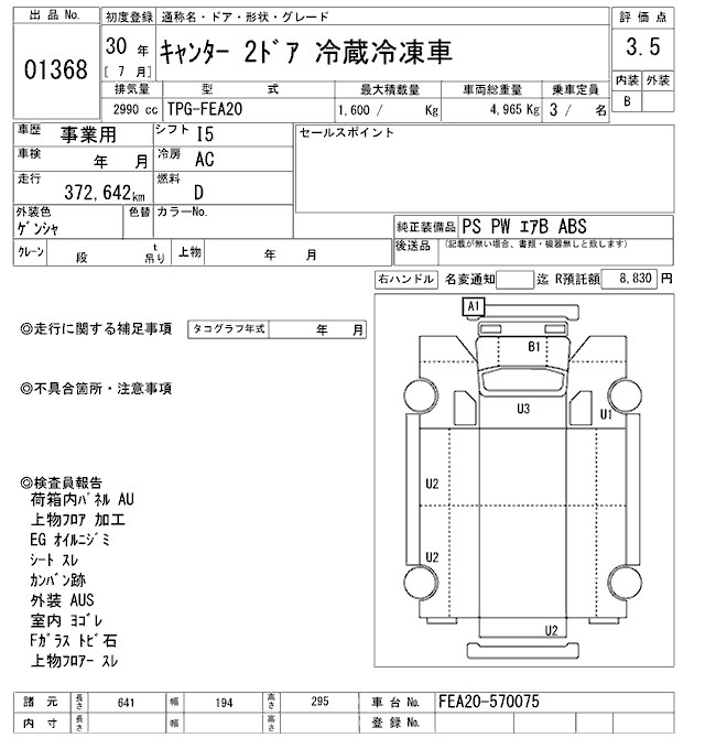 Аукционный лист MITSUBISHI CANTER 2018