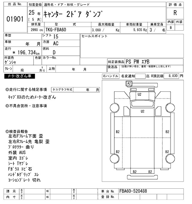 Аукционный лист MITSUBISHI CANTER 2013